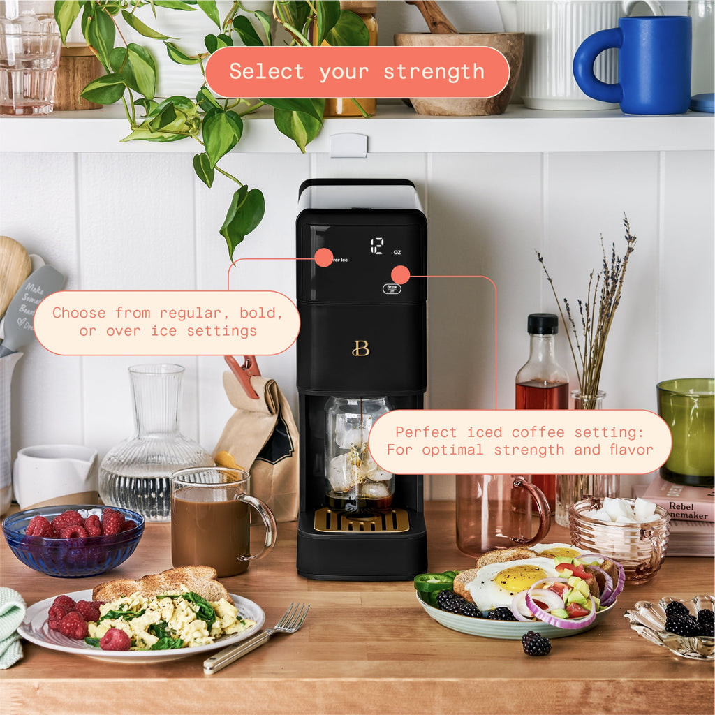Beautiful Perfect Grind™ Programmable Single Serve Coffee Maker with Build-In Grinder, White Icing by Drew Barrymore