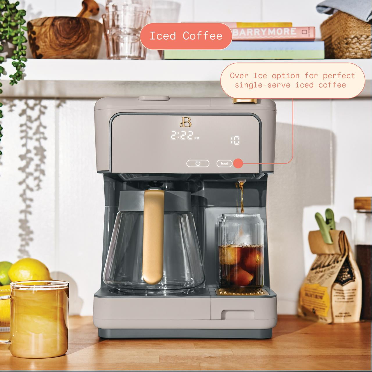 Beautiful Multi-Brew Coffee Maker, 12-Cup and Single-Serve Coffee Machine, Black Sesame by Drew Barrymore