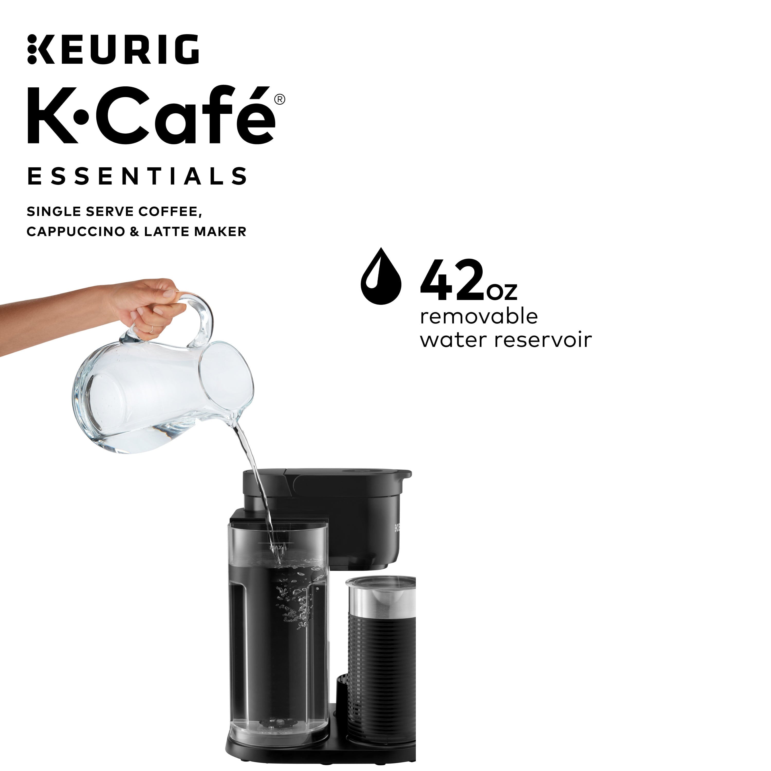 Keurig K-Cafe Essentials Single-Serve K-Cup Pod Coffee, Latte and Cappuccino Maker with Built-In Frother, Black