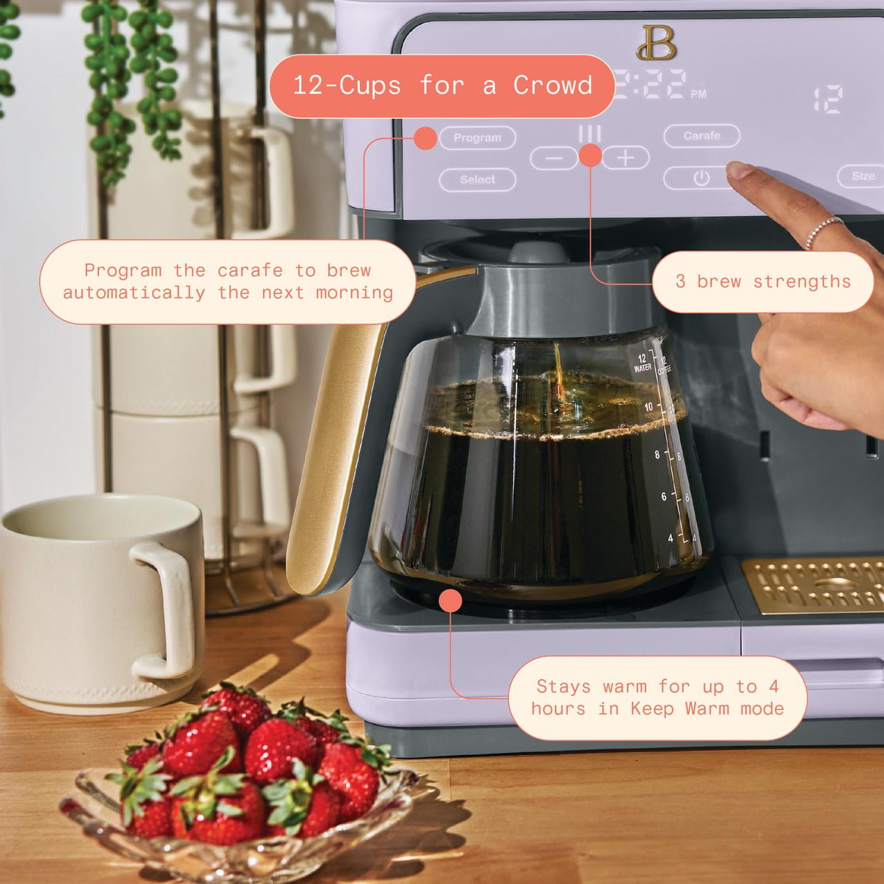 Beautiful Multi-Brew Coffee Maker, 12-Cup and Single-Serve Coffee Machine, Black Sesame by Drew Barrymore