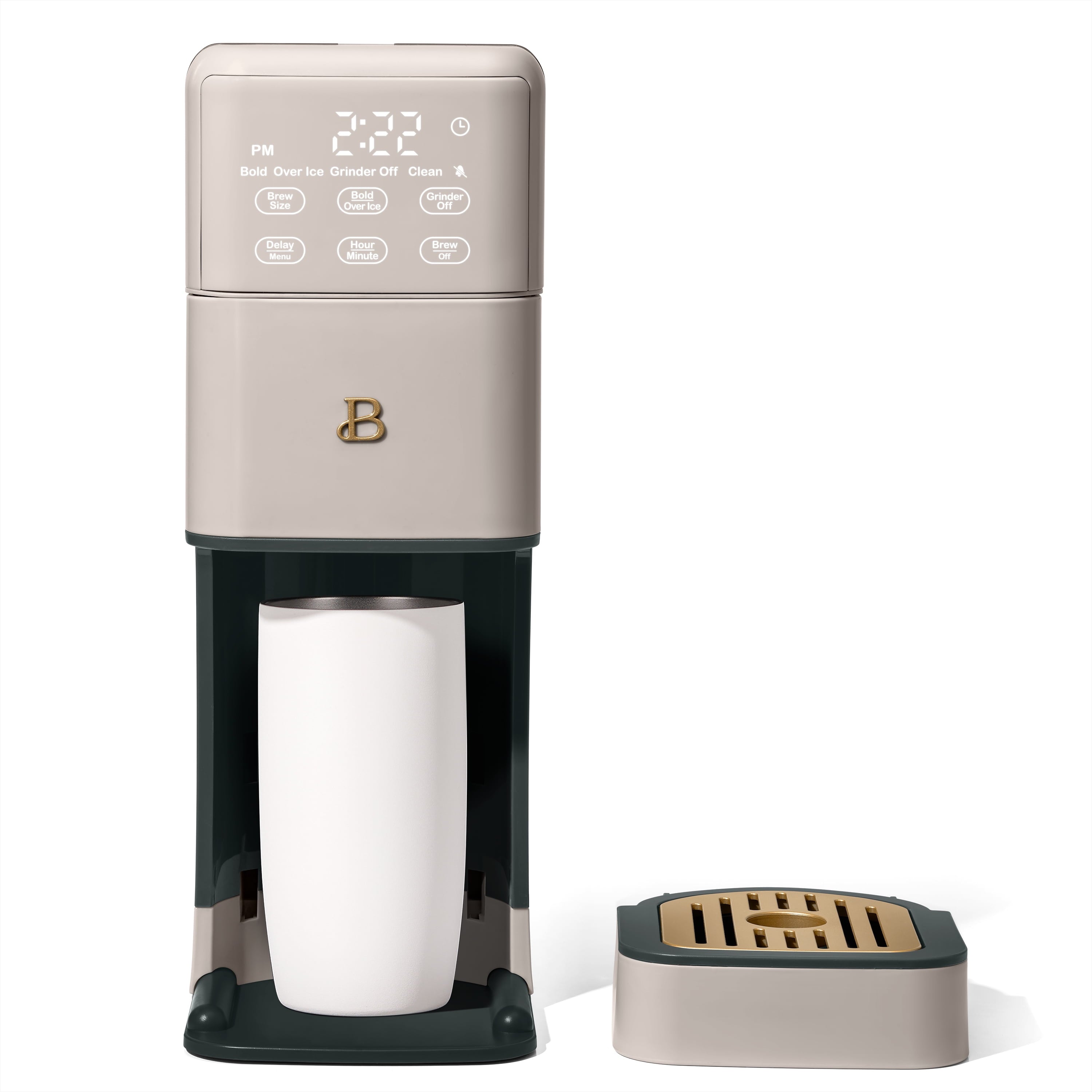 Beautiful Perfect Grind™ Programmable Single Serve Coffee Maker with Build-In Grinder, White Icing by Drew Barrymore