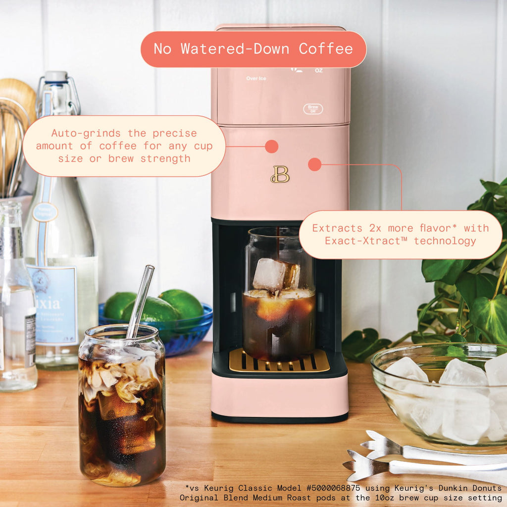 Beautiful Perfect Grind™ Programmable Single Serve Coffee Maker with Build-In Grinder, White Icing by Drew Barrymore