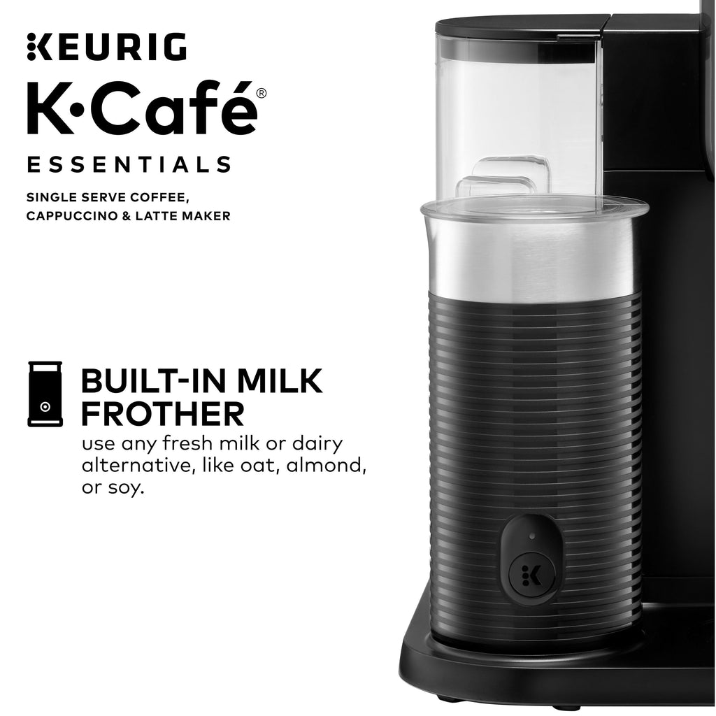 Keurig K-Cafe Essentials Single-Serve K-Cup Pod Coffee, Latte and Cappuccino Maker with Built-In Frother, Black