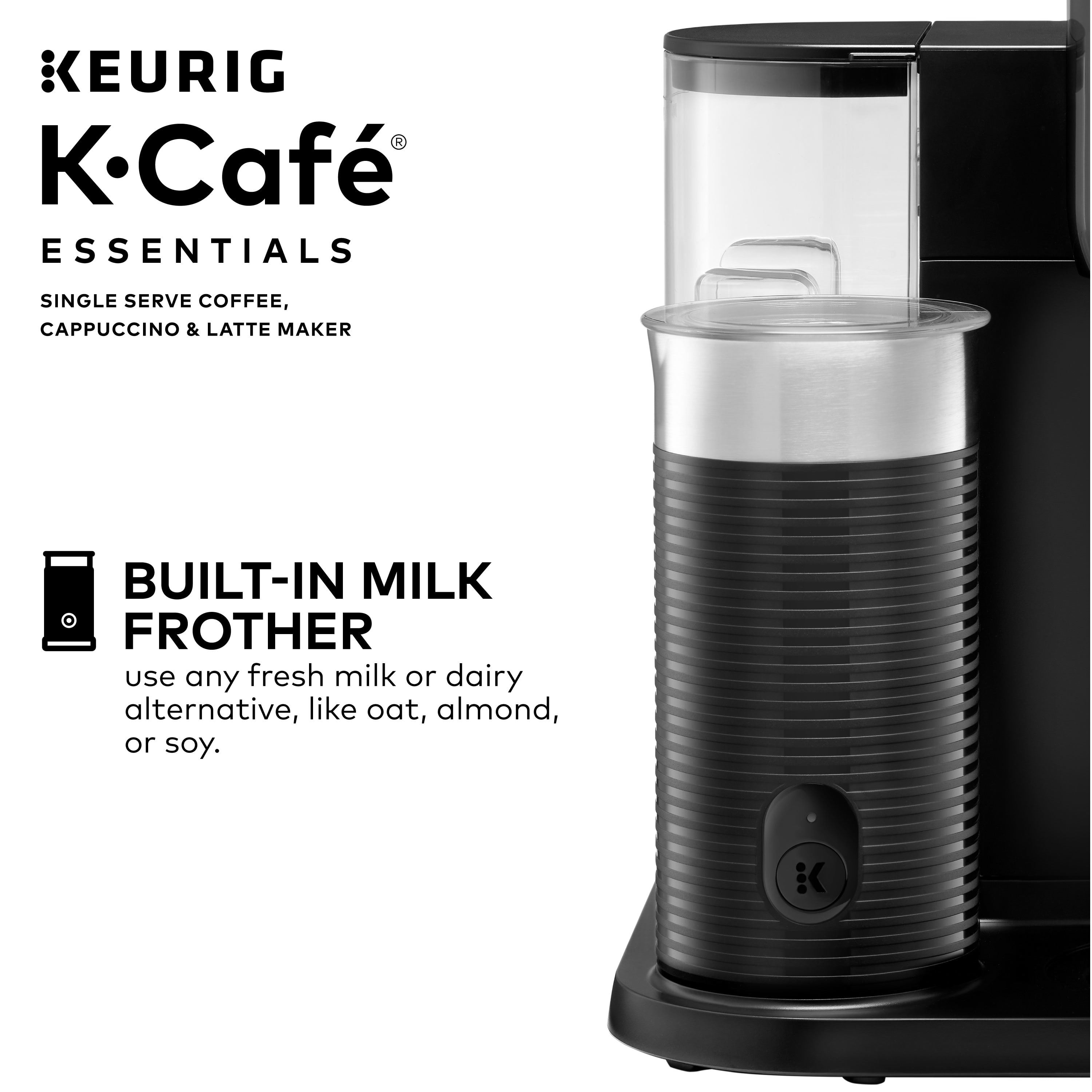 Keurig K-Cafe Essentials Single-Serve K-Cup Pod Coffee, Latte and Cappuccino Maker with Built-In Frother, Black