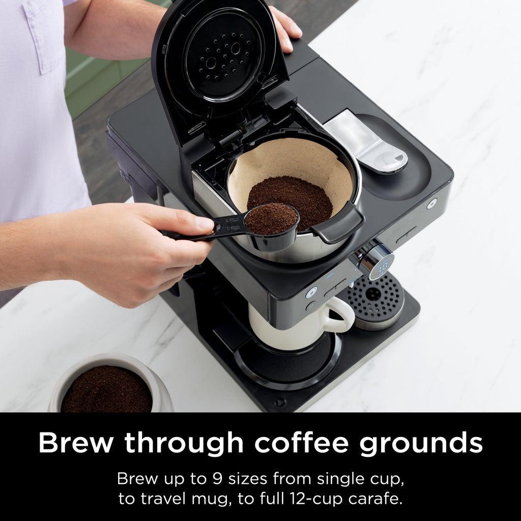 Ninja Prestige Dual Brew System 12-Cup, Built-In Milk Frother, Nespresso Capsule Compatible, CFN600WM, Black