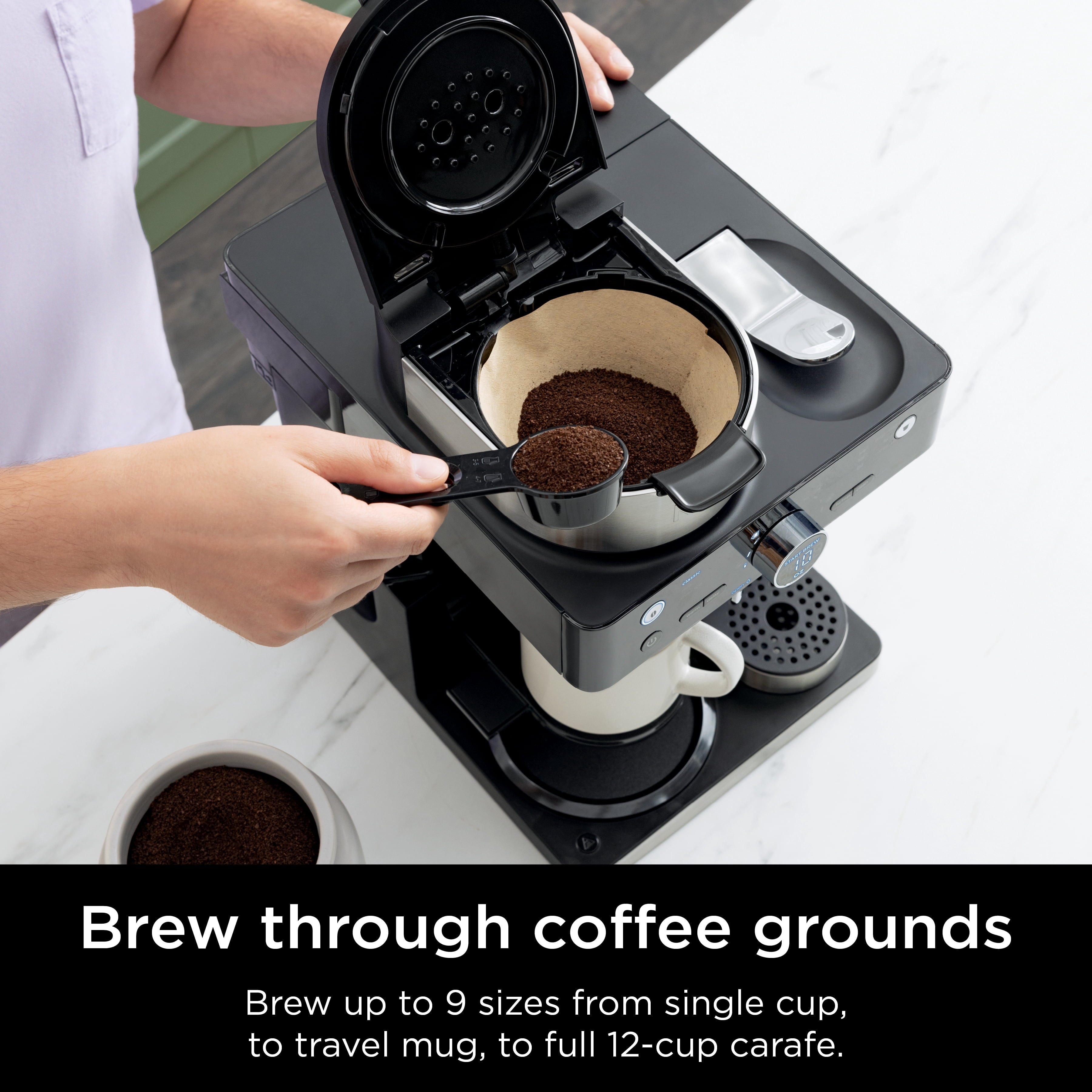 Ninja Prestige Dual Brew System 12-Cup, Built-In Milk Frother, Nespresso Capsule Compatible, CFN600WM, Black