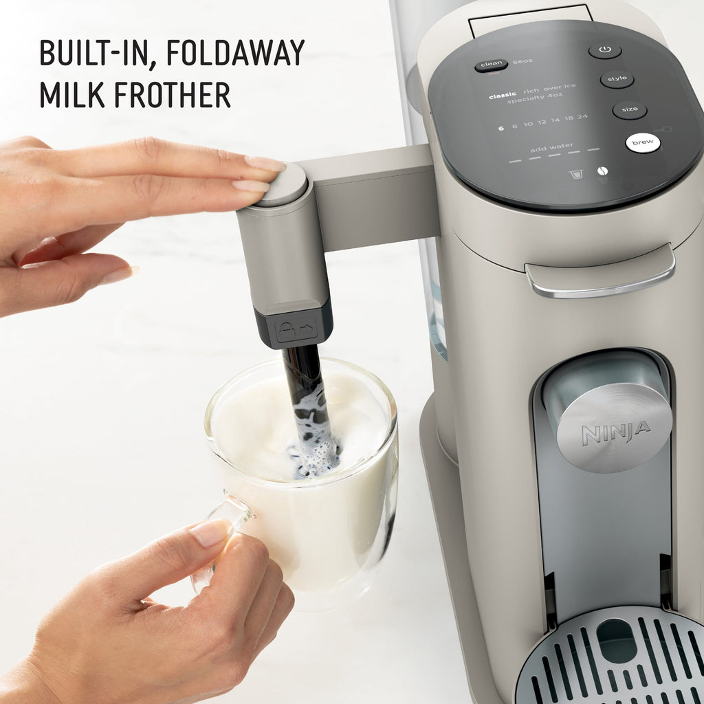 Ninja Pods & Grounds Specialty Single-Serve Coffee Maker, K-Cup Pod Compatible, Built-In Milk Frother, PB051, Black