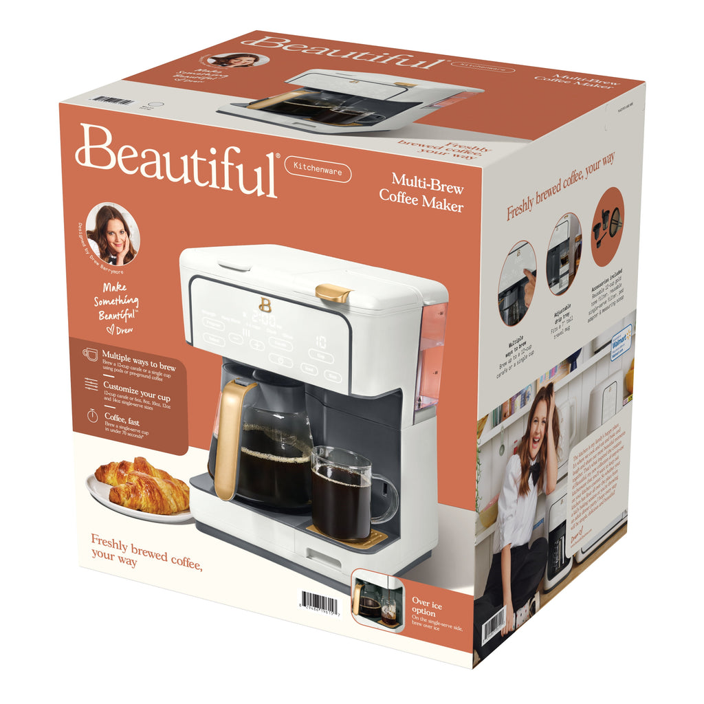 Beautiful Multi-Brew Coffee Maker, 12-Cup and Single-Serve Coffee Machine, Black Sesame by Drew Barrymore