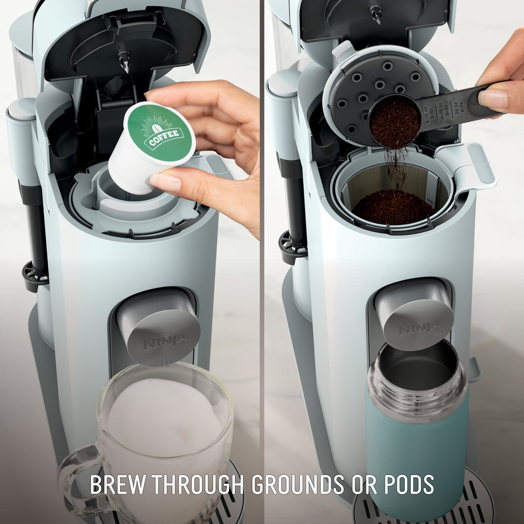 Ninja Pods & Grounds Specialty Single-Serve Coffee Maker, K-Cup Pod Compatible, Built-In Milk Frother, PB051, Black