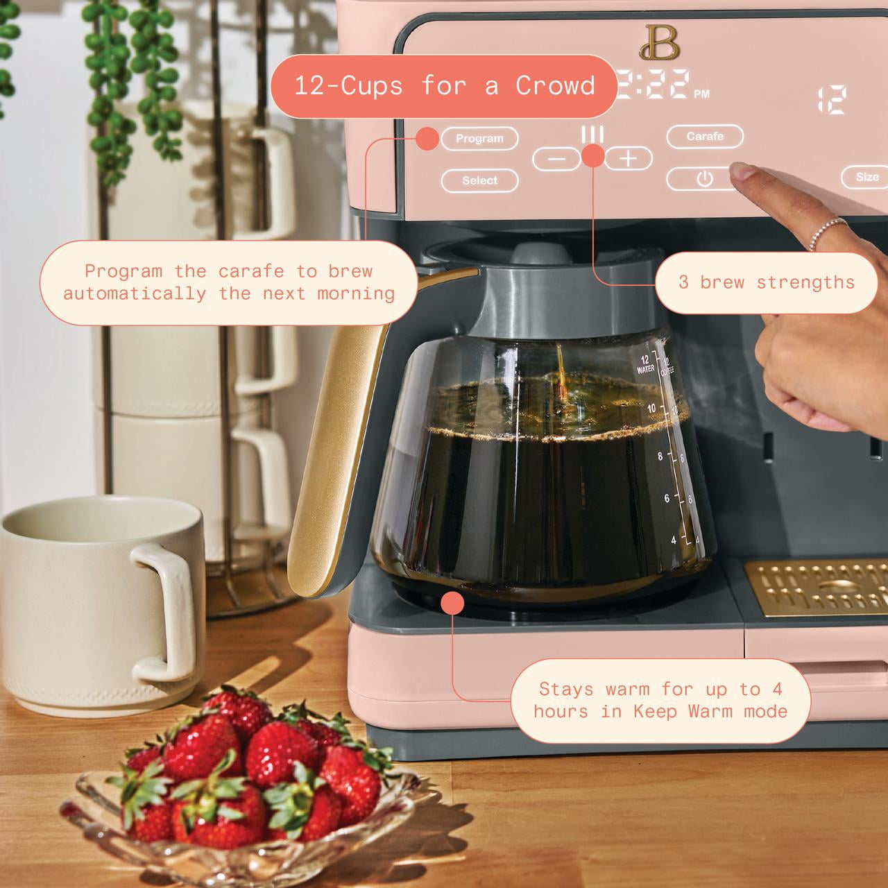 Beautiful Multi-Brew Coffee Maker, 12-Cup and Single-Serve Coffee Machine, Black Sesame by Drew Barrymore