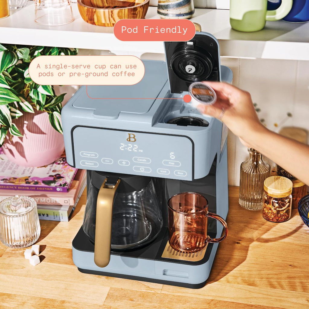 Beautiful Multi-Brew Coffee Maker, 12-Cup and Single-Serve Coffee Machine, Black Sesame by Drew Barrymore