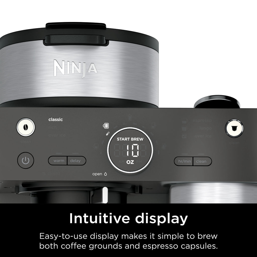 Ninja Prestige Dual Brew System 12-Cup, Built-In Milk Frother, Nespresso Capsule Compatible, CFN600WM, Black
