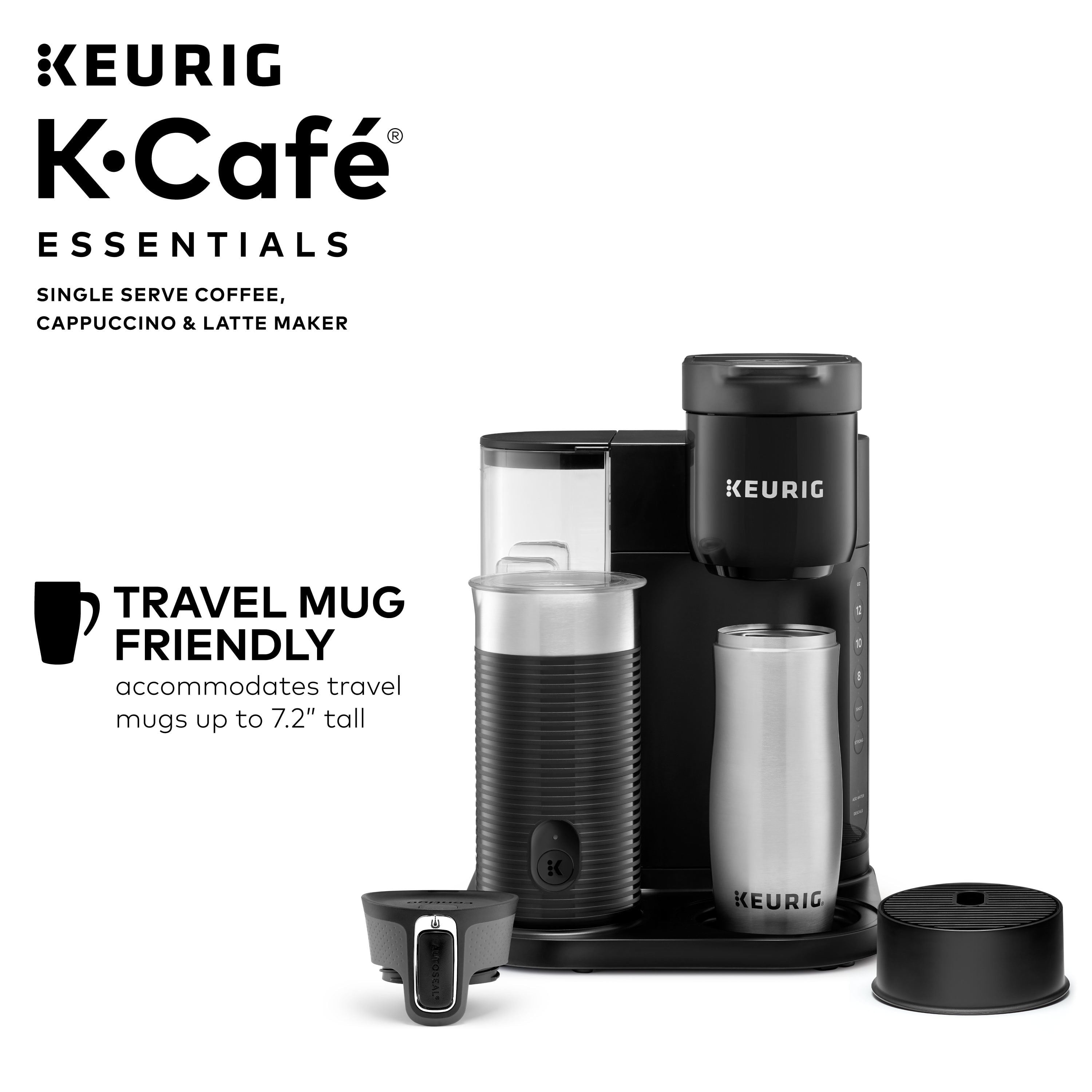 Keurig K-Cafe Essentials Single-Serve K-Cup Pod Coffee, Latte and Cappuccino Maker with Built-In Frother, Black