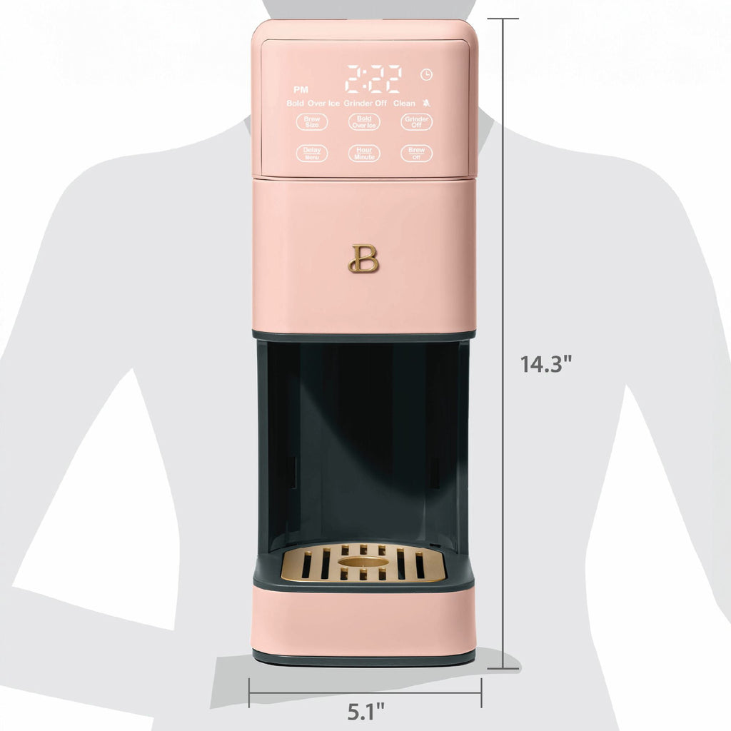 Beautiful Perfect Grind™ Programmable Single Serve Coffee Maker with Build-In Grinder, White Icing by Drew Barrymore